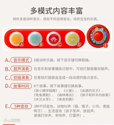 奇迪樂魔法點觸拍拍鼓兒童早教益智講故事魔法點觸琴寶寶聲光樂器